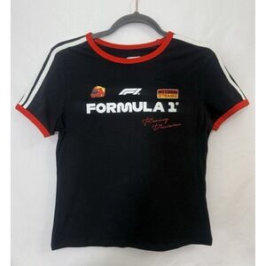 Hybrid Apparel Formula 1 Racing Division Baby Tshirt Black Womens Size S